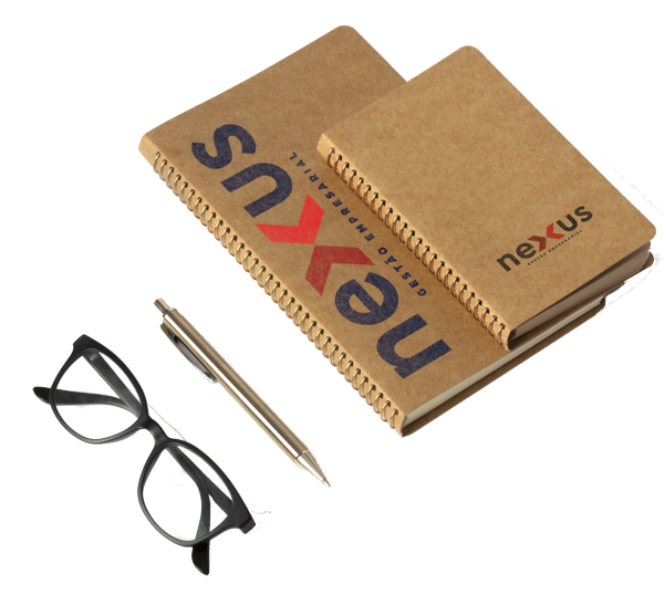caderno com logo da nexus